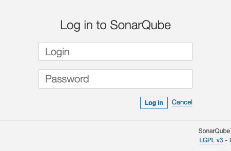 SonarQube login page SonarQube login page
