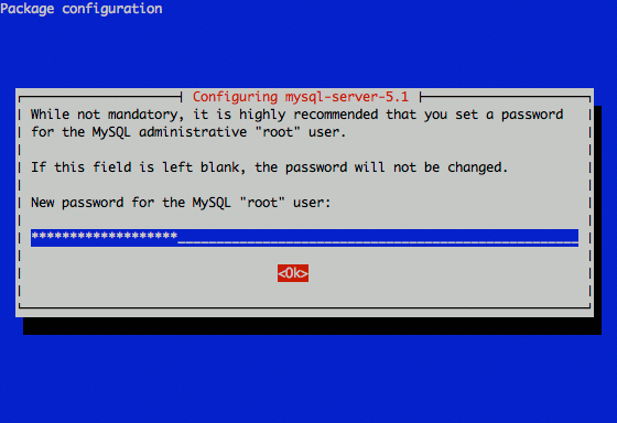 Setting the MySQL root password in Ubuntu 9.10 (Karmic). Setting the MySQL root password in Ubuntu 9.10 (Karmic).
